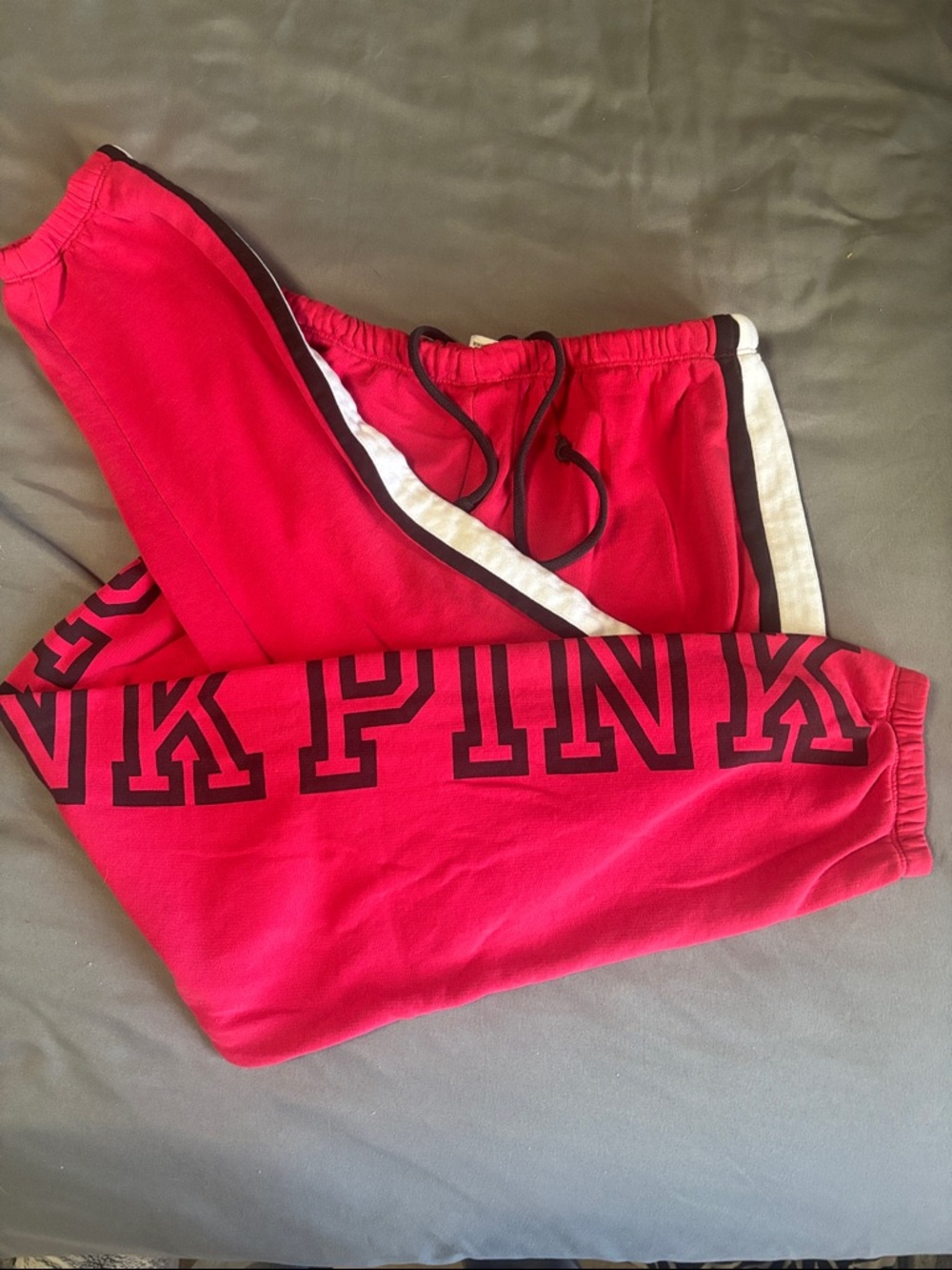 PINK Victoria's Secret Hot Pink Track Joggers with Black & White Trim